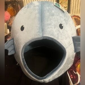 Plush Blue Fish Pet Bed
